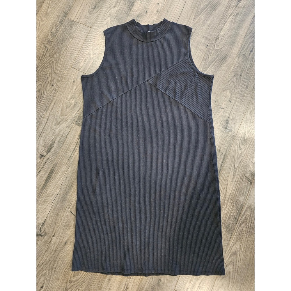 Women's Love J Chesley 3X Dress Sleeveless Ribbed Mock Neck Casual Black Plus